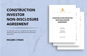 Construction Investor Non-Disclosure Agreement