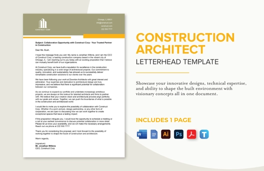 Construction Architect Letterhead Template