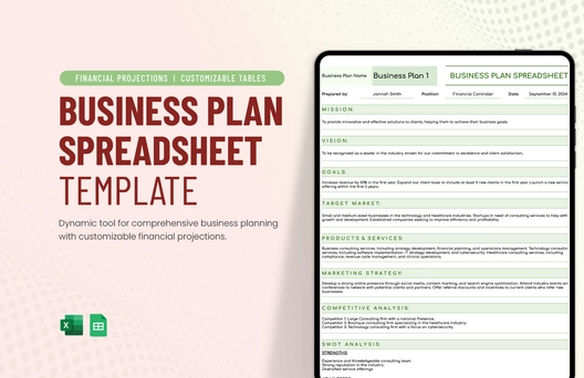 Business Plan Spreadsheet Template
