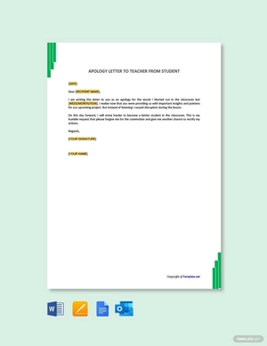 Apology Letter to Teacher from Student