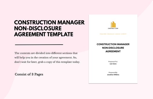 Construction Manager Non-Disclosure Agreement