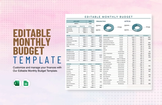 Editable Monthly Budget Template
