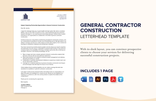 General Contractor Construction Letterhead Template