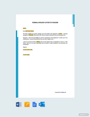 Formal Apology Letter to Teacher