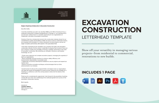 Excavation Construction Letterhead Template