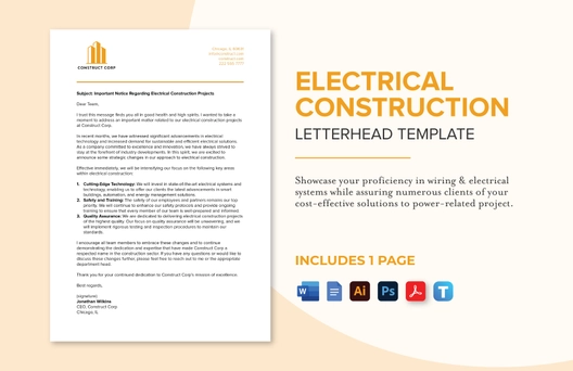 Electrical Construction Letterhead Template