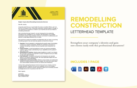 Remodeling Construction Letterhead Template