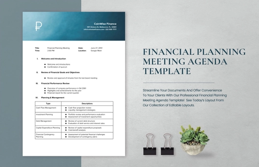 Financial Planning Meeting Agenda  Template