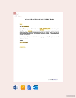 Termination of Services Letter to Customer