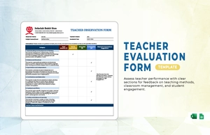 Teacher Evaluation Form Template