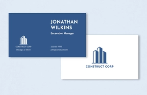 Excavation Construction Company Business Card Template