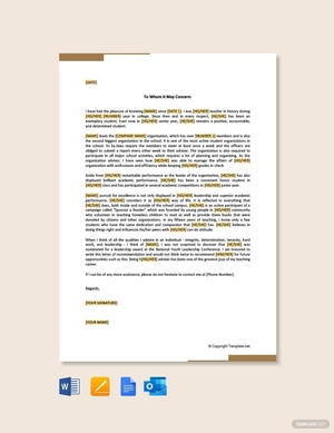 Leadership Recommendation Letter for School Student