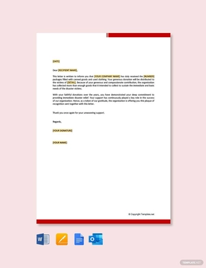 Thank You Letter for Donation of Goods Thank You Letter for Donation of Goods