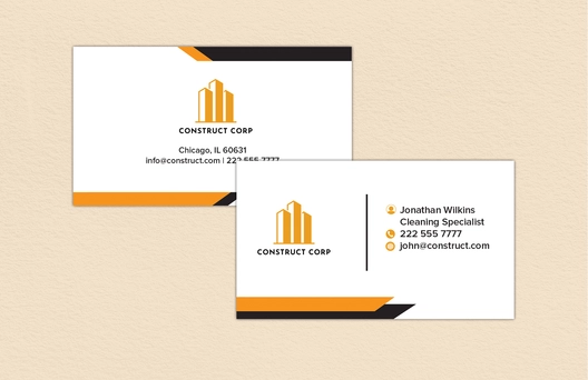 Cleaning Construction Company Business Card Template
