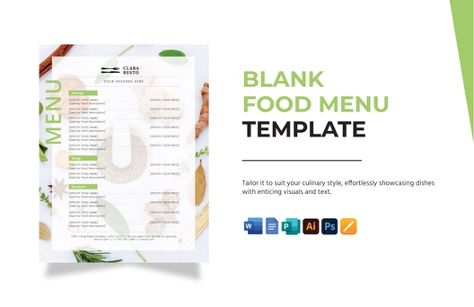 Blank Food Menu Template