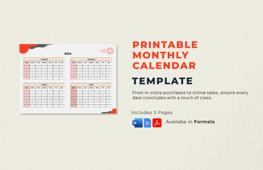 Printable Monthly Calendar Template Printable Monthly Calendar Template