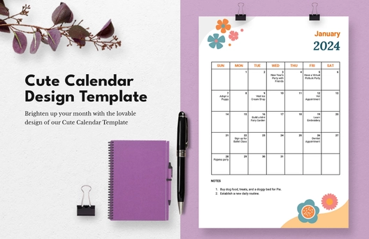 Cute Calendar Design Template
