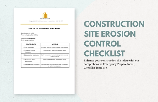 Construction Site Erosion Control Checklist Template