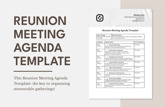Reunion Meeting Agenda Template