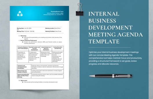 Internal Business Development Meeting Agenda Template