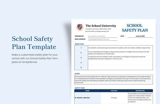 School  Safety Plan Template