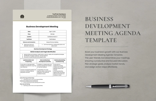 Business Development Meeting Agenda Template Business Development Meeting Agenda Template