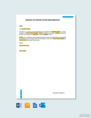 Affidavit of Support Letter