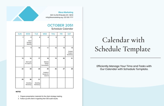 Calendar with Schedule Template