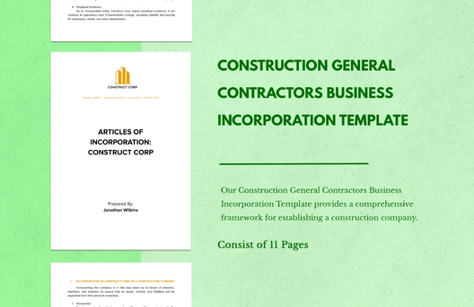Construction General Contractors Business Incorporation