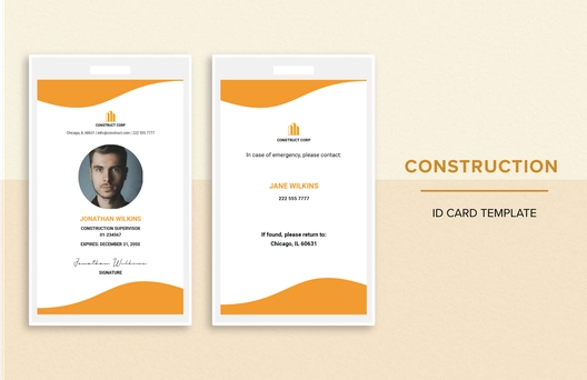 Construction ID Card Template