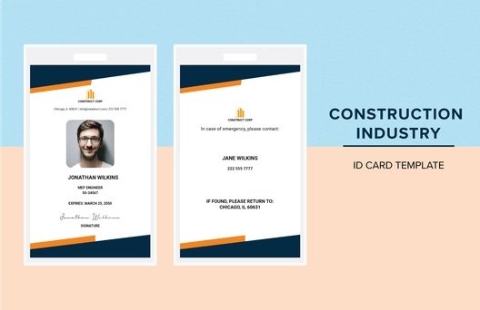 Construction Industry ID Card Template