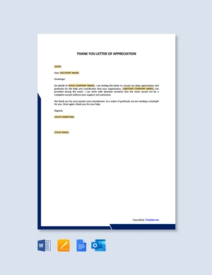 Professional Thank You Letter of Appreciation