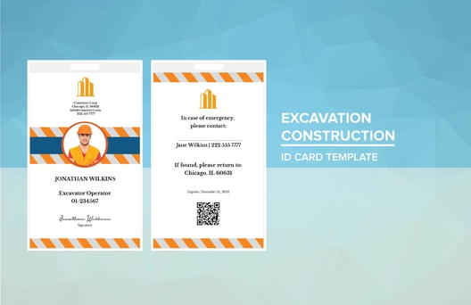 Excavation Construction ID Card