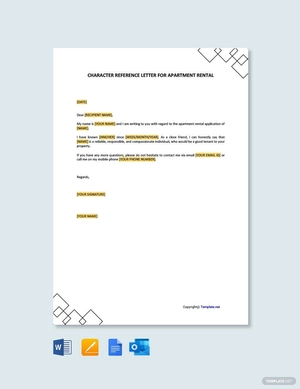 Character Reference Letter for Apartment Rental
