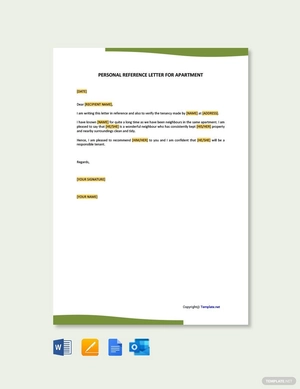 Personal Reference Letter for Apartment