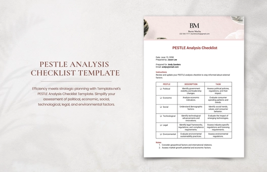 PESTLE Analysis Checklist Template