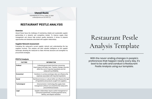 Restaurant Pestle Analysis Template Restaurant Pestle Analysis Template