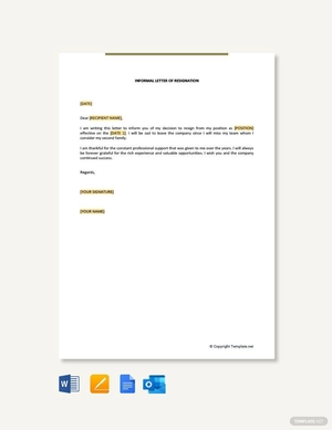 Informal Letter of Resignation