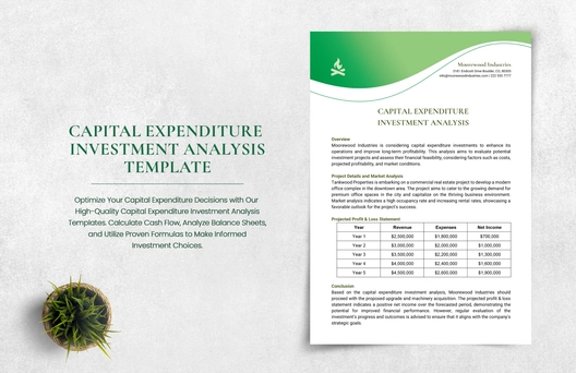 Capital Expenditure Investment Analysis Template