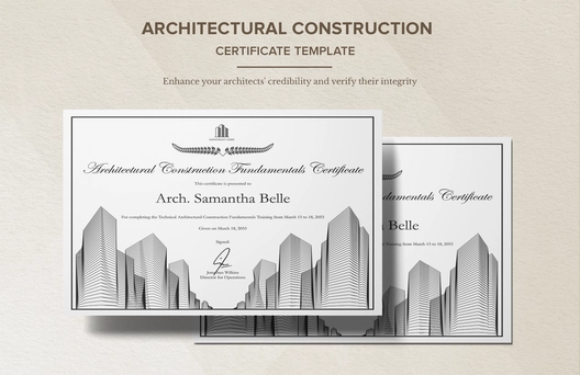 Architectural Construction Certificate Template