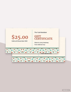 Restaurant Christmas Gift Certificate Template