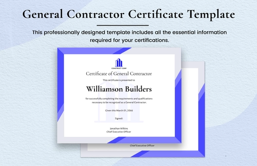 General Contractor Certificate
