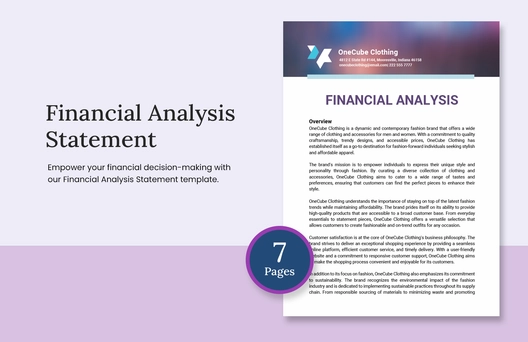 Financial Analysis Statement Financial Analysis Statement
