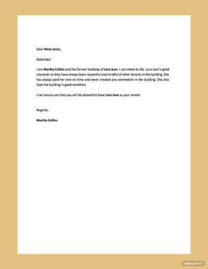 Tenant Reference Letter