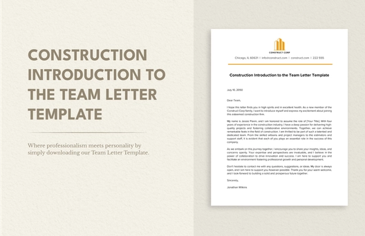 Construction Introduction to the Team Letter Template