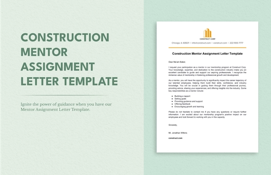 Construction Mentor Assignment Letter Template