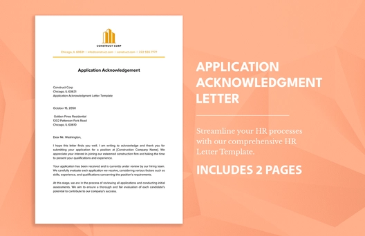 Application Acknowledgment Letter Template