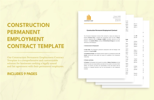 Construction Permanent Employment Contract Template