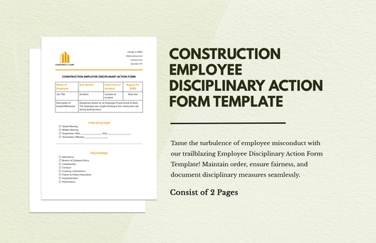 Construction Employee Disciplinary Action Form