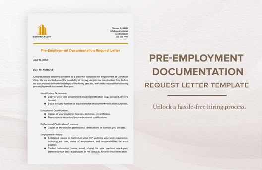 Pre-Employment Documentation Request Letter Template